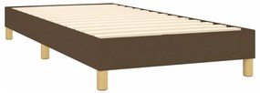 Cama box spring c/ colchão/LED 90x190 cm tecido castanho-escuro