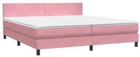 Cama com molas/colchão rosa 180x220 cm veludo