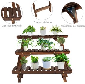 Suporte de madeira para plantas de 6 camadas, prateleira para flores