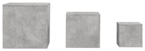 Mesas de apoio 3 pcs derivados de madeira cinza cimento
