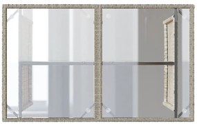 2 pcs conjunto jantar p/jardim c/almofadões vime PE cinza-claro