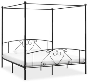 vidaXL Estrutura de cama com dossel 200x200 cm metal preto