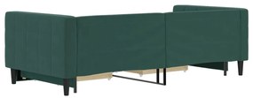 Sofá-cama c/ gavetão e gavetas 90x200 cm veludo verde-escuro