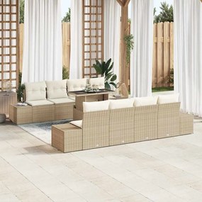 vidaXL Conjunto de Sofá de Jardim de 7 Peças com Almofadas Bege em Rattan Sintético