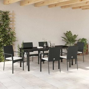 Conjunto de Jantar para Jardim 7 pcs Preto 200 x 80 x 73 cm