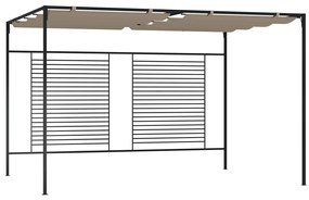 Gazebo c/ telhado retrátil 3x4x2,3 m 180 g/m² cinza-acastanhado