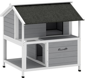 PawHut Casinha para gatos externa, refúgio para gatos ao ar livre, à prova d'água, teto retrátil, madeira de abeto, 80 x 93 x 95, Cinza | Aosom Portugal