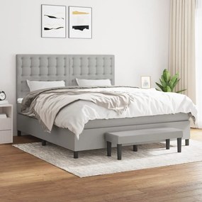 vidaXL Cama com molas/colchão 160x200 cm tecido cinzento-claro