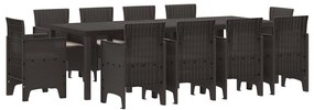 vidaXL Conjunto de Jantar para Jardim 11 pcs Castanho Polipropileno