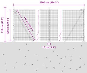 Conjunto de Poste para Cerca Conjunto de 2 Cinza Metal 25 x 1 m