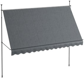 Toldo Manual Retrátil com Manivela 350x120x210-300 cm com Altura Ajustável Impermeável para Jardim Varanda Cinza Escuro