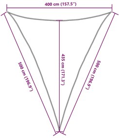 Para-sol estilo vela triangular 160 g/m² 4x5x5 m PEAD areia