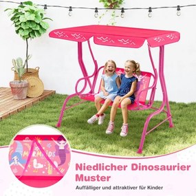 Baloiço infantil Hollywood para 2 crianças com toldo ajustável e estrutura metálica Rosa