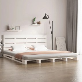 Estrutura de cama casal 135x190 cm pinho maciço branco