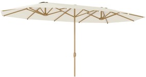 Outsunny Chapéu de Sol Duplo 4,55x2,65 m Exterior Manivela Manual Proteção Solar Resistente Intempéries Grande Bege | Aosom Portugal