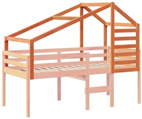 Telhado de cama infantil 198x97x113cm pinho maciço castanho-mel