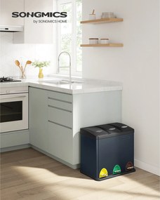Caixote do lixo para cozinha, 3 x 8 L, pequena capacidade verde-cinzento-preto