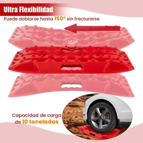 Placas de tração off-road Todo o Terreno tapetes de tração 2 peças para extração e recuperação de veículos de neve lama 58 x 31 x 6 cm Vermelho