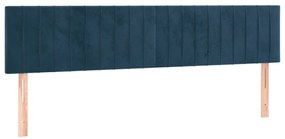 Cama com molas/colchão 160x200 cm veludo azul-escuro