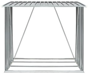 Abrigo p/ arrumação de troncos jardim aço 163x83x154cm cinzento