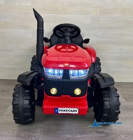Trator Eléctrico para Crianças 4200 12V 2.4G, com Reboque  Rodas de borracha anti-furos e Assento em pele sintética Vermelho