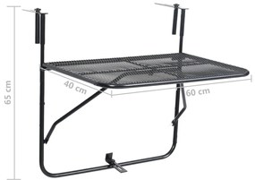 Mesa para varanda 60x40 cm aço preto