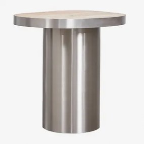 Pack De 2 Mesas De Cabeceira 45x40 Cm Em Pedra Natural E Aço Inoxidável Fertrix Travertine - Sklum