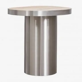 Pack De 2 Mesas De Cabeceira 45x40 Cm Em Travertino E Aço Inoxidável Fertrix Travertine - Sklum