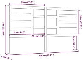 Cabeceira de cama 186x4x104 cm pinho maciço