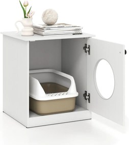 Armário para caixa de areia (não incluida) para gatos com lavatório oculto e mesinha de cabeceira lateral 51 x 47 x 57 cm Branco