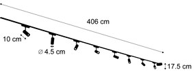 LED Sistema de iluminação de trilho moderno com 8 focos pretos monofásicos 400 cm - Magnetic Gert Moderno