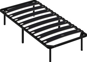 HOMCOM Estrutura de Cama 90x190 cm de Aço com Espaço de Armazenamento em Madeira de Álamo Capacidade 300 kg Preto | Aosom Portugal