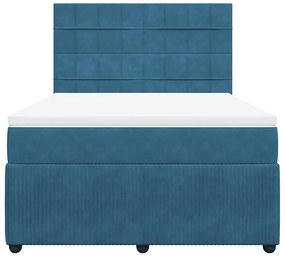 Cama com molas/colchão 140x200 cm veludo azul