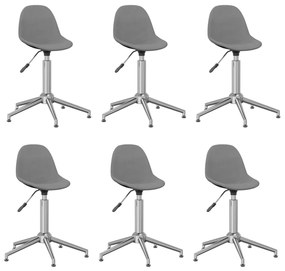Cadeiras de jantar giratórias 6 pcs tecido cinzento-claro