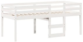 Cama alta com telhado 75x190 cm pinho maciço branco