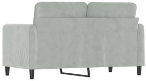Sofá de 2 lugares 120 cm veludo cinzento-claro