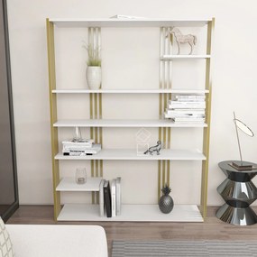 Estante Jenny – Branco e Dourado – 120 cm x 160 cm x 29,6 cm