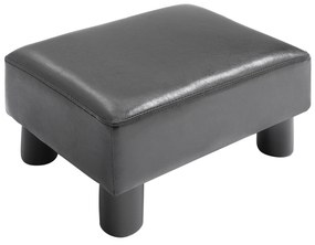 Apoio para os Pés Pufe Banco Pequeno Estofado em Pele Sintética com Assento Acolchoado e Pés de Plástico 40x30x24 cm Preto