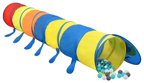 Túnel de brincar infantil + 250 bolas 245 cm poliéster multicor