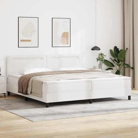 vidaXL Cama Box com colchão Branco 200 x 200 cm Couro sintético