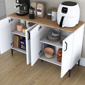 Armário Multiusos JE162 – Branco e Nogal – 120x78,6x40 cm