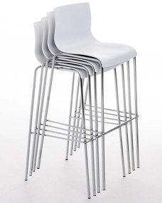 Conjunto de 2 bancos de bar Hoover em plástico e com estrutura cromada 43 x 100 x 48 cm Branco