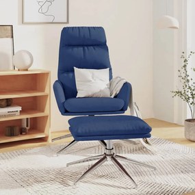 3097517 vidaXL Cadeira de descanso com banco tecido azul