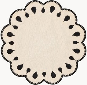 Individual de mesa redondo com bordado Gotas