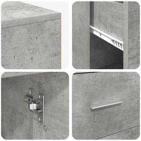 Mesa de Canto Cinza Concreto 102x88x75 cm Madeira Engenheirada
