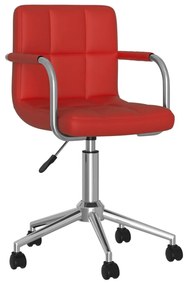 vidaXL Cadeira de jantar giratória couro artificial vermelho tinto