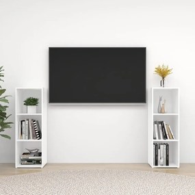 Móveis de TV 2 pcs 107x35x37 cm contraplacado branco