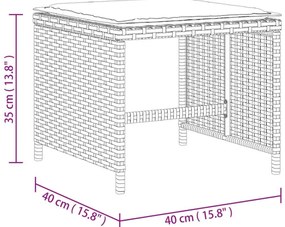 Bancos de jardim com almofadões 4 pcs 40x40x35 cm vime PE preto
