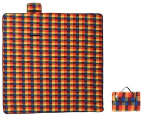 Manta de piquenique dobrável 200x200 cm veludo xadrez multicor