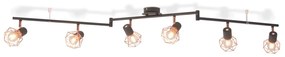 vidaXL Candeeiro de teto com 6 focos E14 preto e cobre